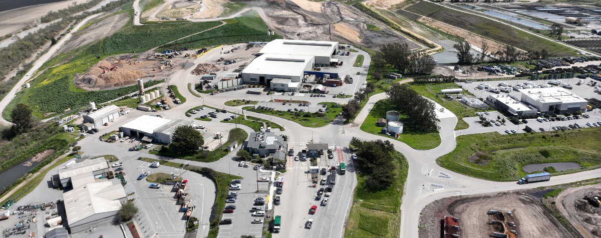 Aerial image of ReGen Monterey recycling plant, Last Chance Mercantile and landfill