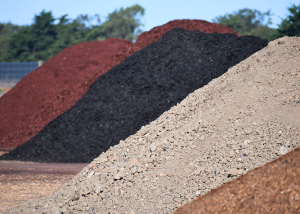 Piles of colorful landscape products